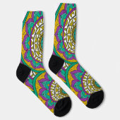Schöne Lila und grüne Blume Mandala Socks Socken (Rechts)