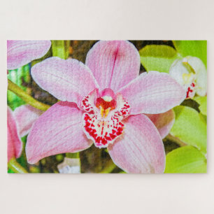 Schöne lila und weiße Blume Puzzle