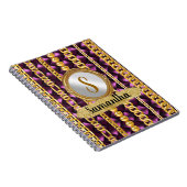 Schöne Lila Velvet Gold Monogram Elegante Chic Notizblock (Rechte Seite)