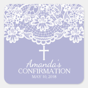 Schöne Lila Vintage Spitzenbestätigung Quadratischer Aufkleber