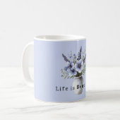 Schöne lila violette Blumen in der Vase Kaffeetasse (Vorderseite Links)
