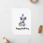 Schöne lila violette Bouquet Geburtstagskarte Mitteilungskarte (Vorderseite/Rückseite Beispiel)