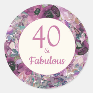 Schöne lila Wasserfarbe-Floral 40 Fabelhaft  Runder Aufkleber