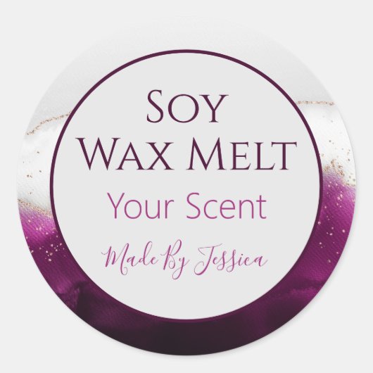 Schöne Lila Wasserfarbe Soy Wax Melt Kerze Runder Aufkleber (Vorderseite)