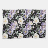 Schöne lila weiße Blumen Geschirrtuch (Horizontal)