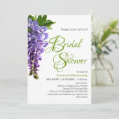 Schöne Lila Wisteria Blume Brautparty Einladung (Stehend Vorderseite)