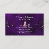 Schöne Lila Yoga Girl and Crystals Meditation Visitenkarte (Rückseite)