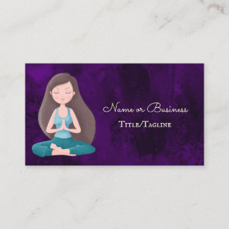 Schöne Lila Yoga Girl Meditation Visitenkarte