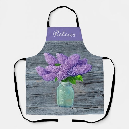 Schöne Lilacs im rustikalen Mason Jar Schürze (Vorderseite)