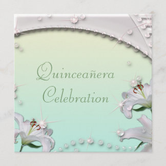 Schöne Lilien u. Glitzern tadelloses grünes Einladung