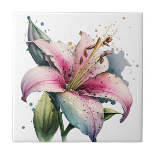 Schöne Lily Vintage-Botanik-Keramikfliese Fliese
