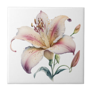 Schöne Lily Vintage-Botanik-Keramikfliese Fliese