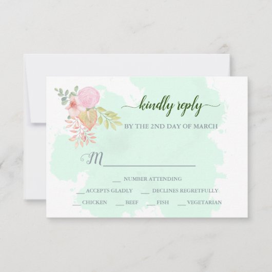 Schöne Lime Green 💚 Botanical Boho Wedding RSVP Karte (Vorderseite)