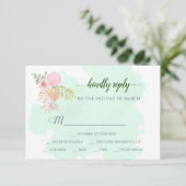 Schöne Lime Green 💚 Botanical Boho Wedding RSVP Karte (Stehend Vorderseite)