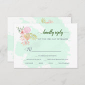 Schöne Lime Green 💚 Botanical Boho Wedding RSVP Karte (Vorne/Hinten)