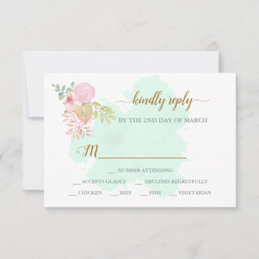 Schöne Lime Green 💚 Botanical Boho Wedding RSVP Karte (Vorderseite)