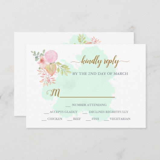 Schöne Lime Green 💚 Botanical Boho Wedding RSVP Karte (Vorne/Hinten)