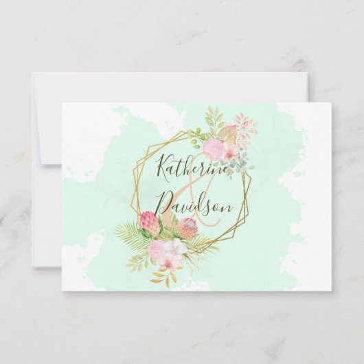 Schöne Lime Green 💚 Botanical Boho Wedding RSVP Karte (Rückseite)