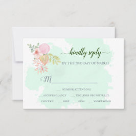 Schöne Lime Green 💚 Botanical Boho Wedding RSVP Karte