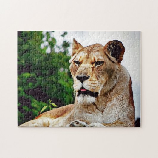 Schöne Lioness-Digitalmalerei Puzzle (Horizontal)