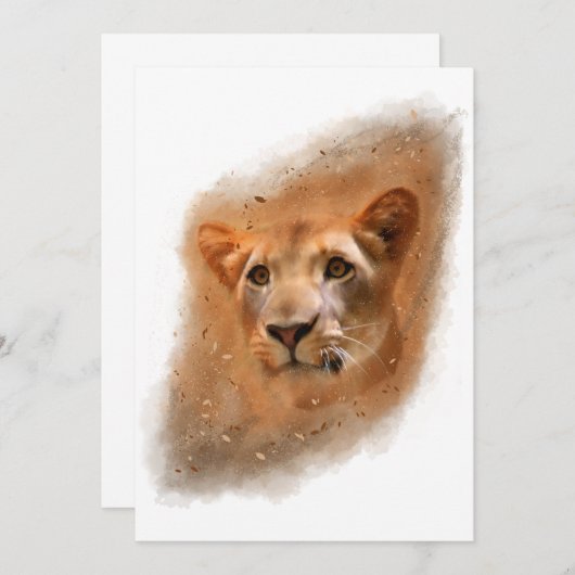 Schöne Lioness Wasserfarben Malerei Dankeskarte (Vorne/Hinten)