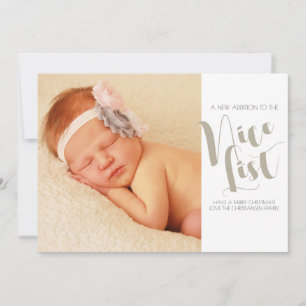 Schöne Liste Baby 1 Foto Flache Weihnachtskarte Feiertagskarte