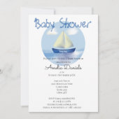 Schöne Little Blue Sailboat Boys Babydusche Einladung (Vorderseite)