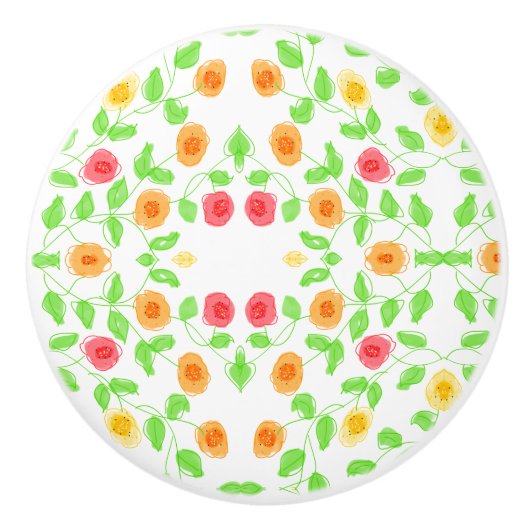 Schöne Little Floral Pull Handle Keramikknauf (Vorderseite)