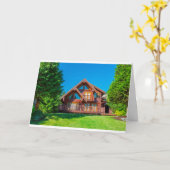 SCHÖNE LOG CABIN "NEW ZUHAUSE" GRATULALALATIONS CA KARTE (Gelbe Blume)