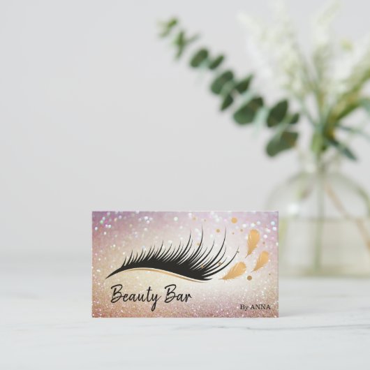 schöne Long Lash Extension Makeuther Feather Visitenkarte (Stehend Vorderseite)