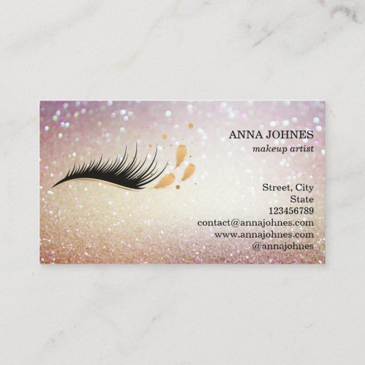 schöne Long Lash Extension Makeuther Feather Visitenkarte (Rückseite)