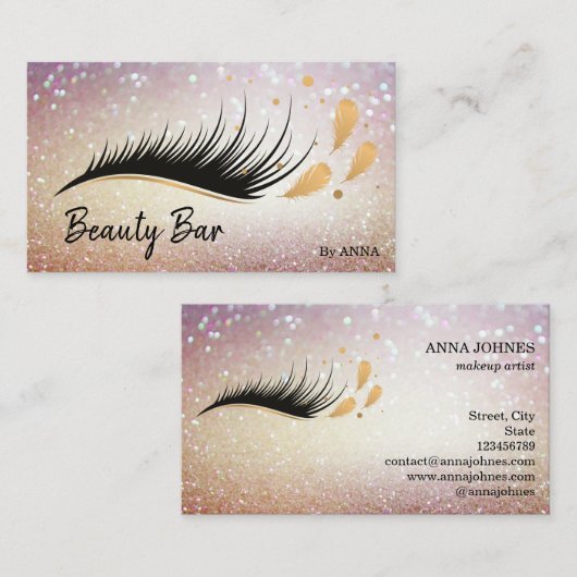 schöne Long Lash Extension Makeuther Feather Visitenkarte (Vorne/Hinten)