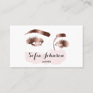 Schöne Long Lashes Rose Gold Foil Makeup Künstler Visitenkarte