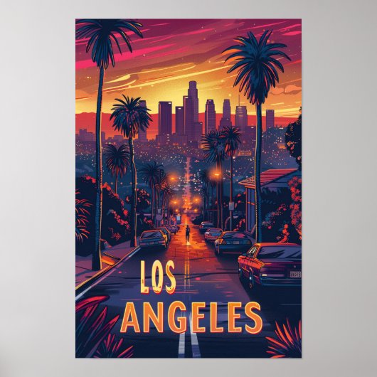 Schöne Los Angeles USA Illustration Travel Poster (Vorne)