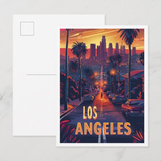 Schöne Los Angeles USA Illustration Travel Postkarte (Vorne/Hinten)