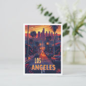 Schöne Los Angeles USA Illustration Travel Postkarte (Stehend Vorderseite)