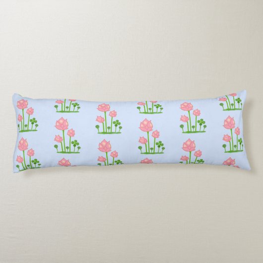 Schöne Lotus Blume auf Sky Blue Body Pillow Seitenschläferkissen (Rückseite)