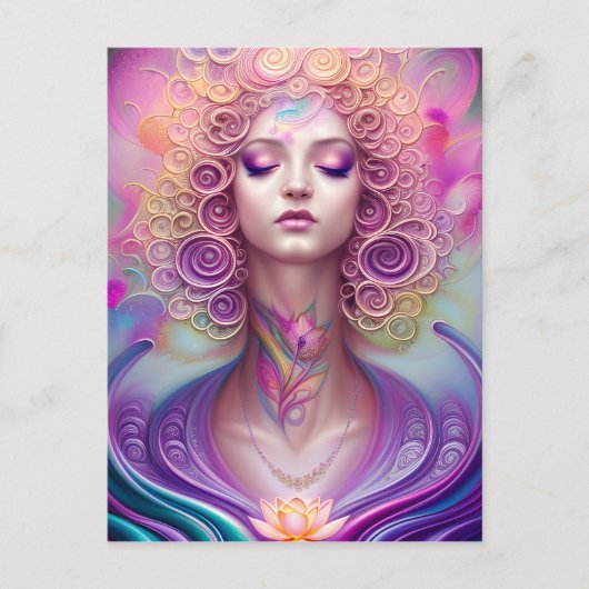 Schöne Lotus Fraktal Blume Postkarte (Vorderseite)