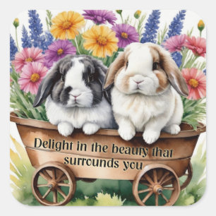 Schöne Love Bunny Rabbit Hübsch Quadratischer Aufkleber