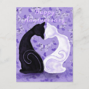 Schöne Love Couple Cat Jubiläumskarte Postkarte