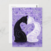 Schöne Love Couple Cat Jubiläumskarte Postkarte (Vorne/Hinten)