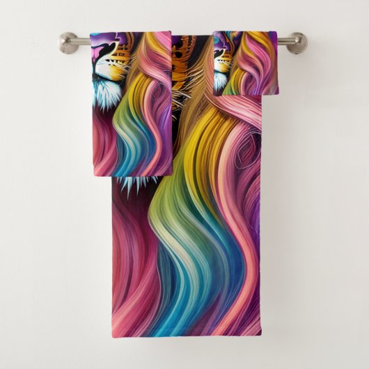Schöne Löwe mit farbenfrohen Main Badhandtuch Set (Insitu)