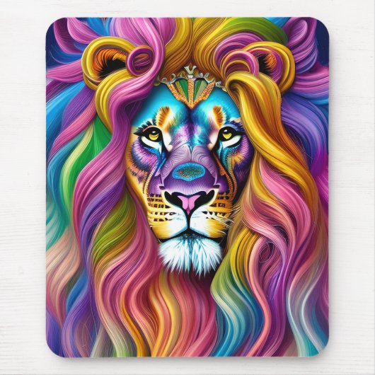 Schöne Löwe mit farbenfrohen Main Mousepad (Vorne)