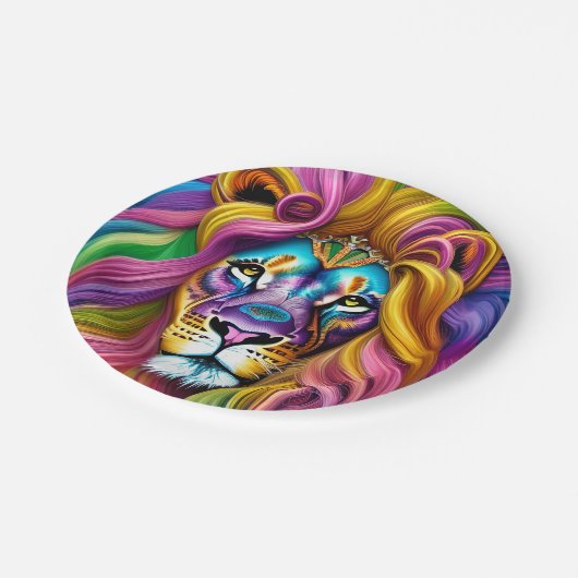 Schöne Löwe mit farbenfrohen Main Pappteller (Schrägansicht)