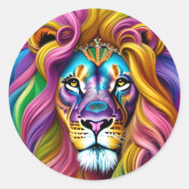 Schöne Löwe mit farbenfrohen Main Runder Aufkleber