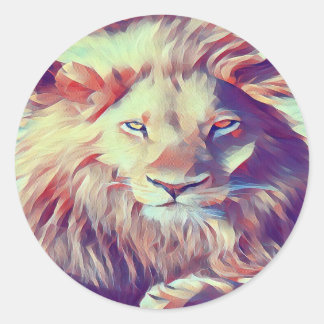 Schöne Löwe-Pose Runder Aufkleber
