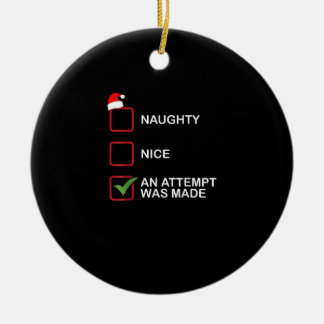 Schöne lustige Weihnachtsliste mit dem Versuch, ne Keramik Ornament