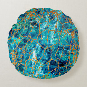 Schöne luxuriöse Textur aus blauem Marmor mit Go Rundes Kissen