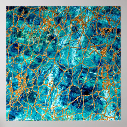 Schöne luxuriöse Textur aus blauem Marmor mit Gold Poster (Vorne)
