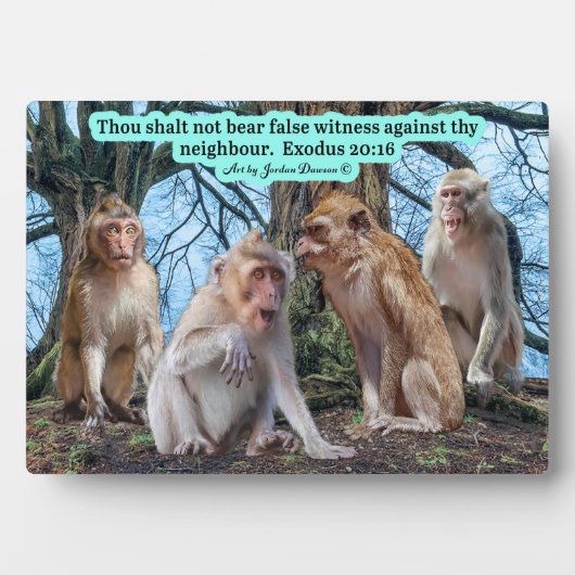 Schöne Macaque Monkey Scripture Exodus 20:16 Fotoplatte (Vorderseite)